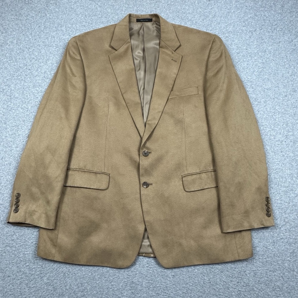 Chaps Ralph Lauren Blazer 44R Classic Fit Brown Faux-Suede Sport Coat Jacket EUC